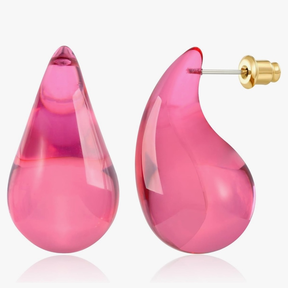 Elegant Pink Teardrop Earrings